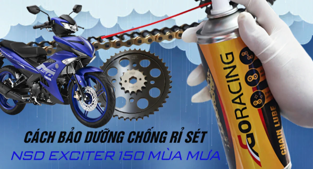 Cách bảo dưỡng nhông sên dĩa exciter 150