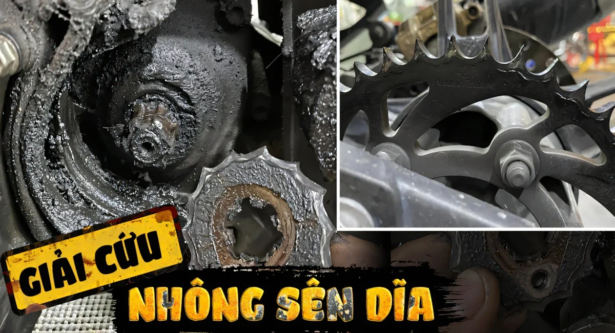 Kiểm tra nhông sên dĩa (500km - 1.000km/ lần)